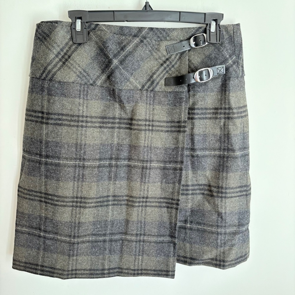 Celtic & Co Plaid Wool Kilt Wrap Skirt Womens Gray U.S. 10 Scotland